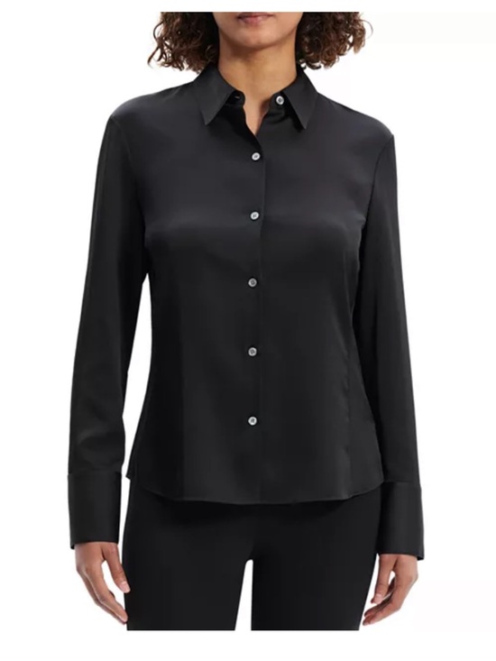 Theory Tops - Theory Black Silk Blouse Button-Down Shirt